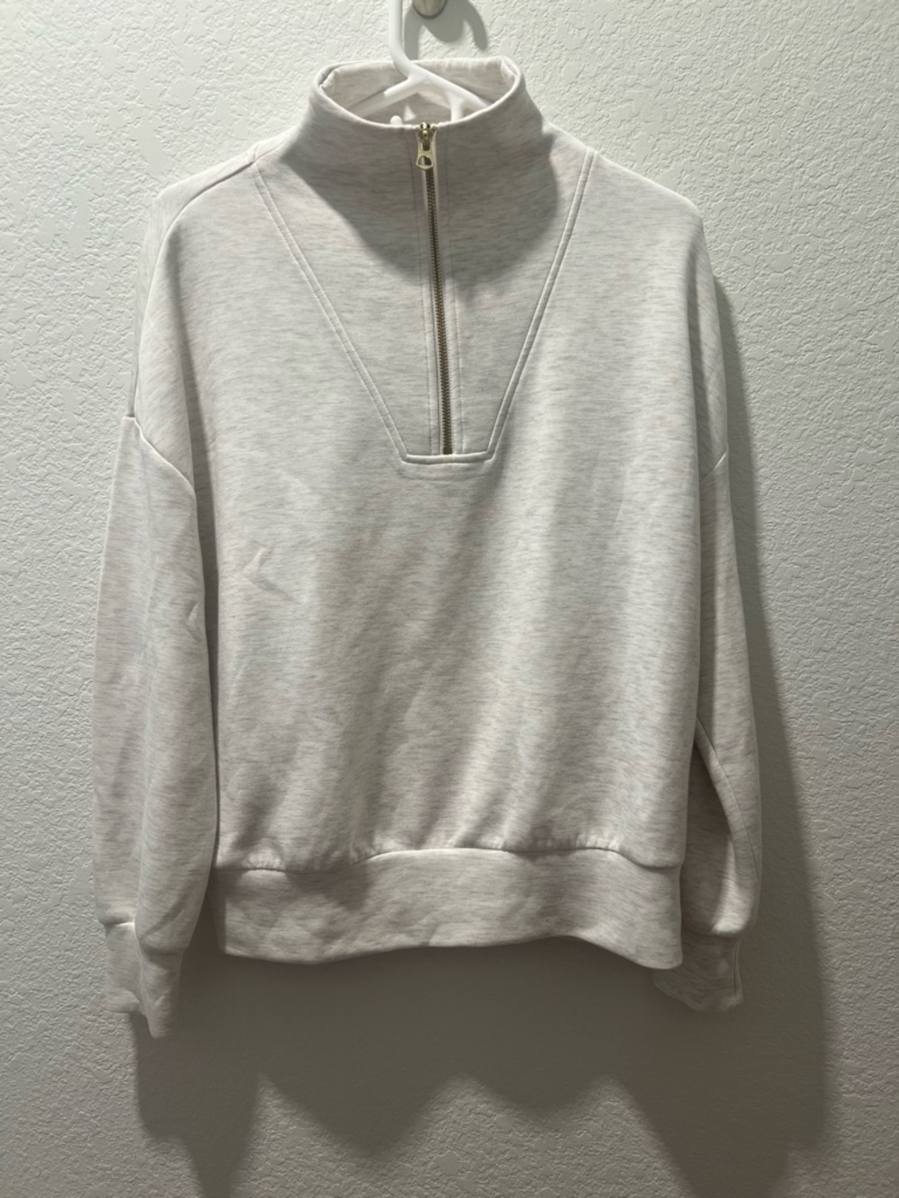 VARLEY DoubleSoft Half Zip Pullover XS Oatmeal Cream Oversized Lounge Sweatshirt